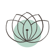 Image only logo of The Steady Pen of overlapping lotus petal outlines and green circle